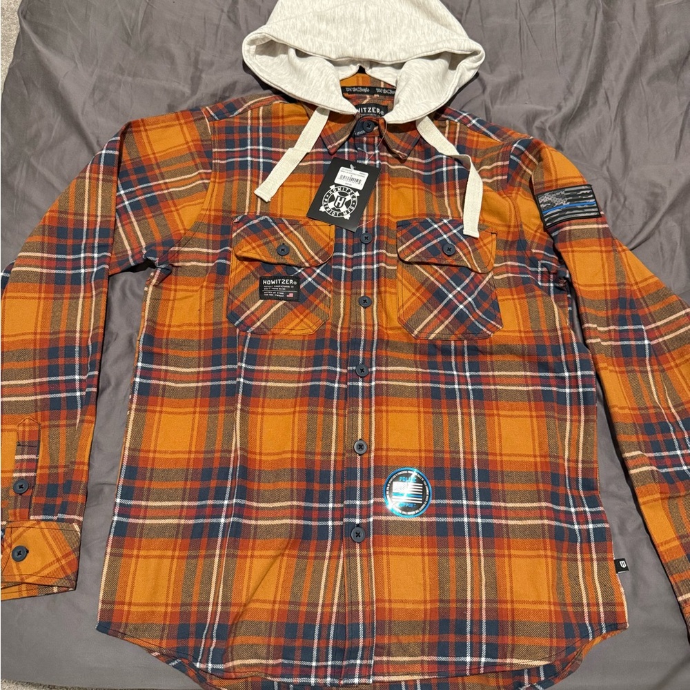 We The People Blue Line Men's Hooded Flannel